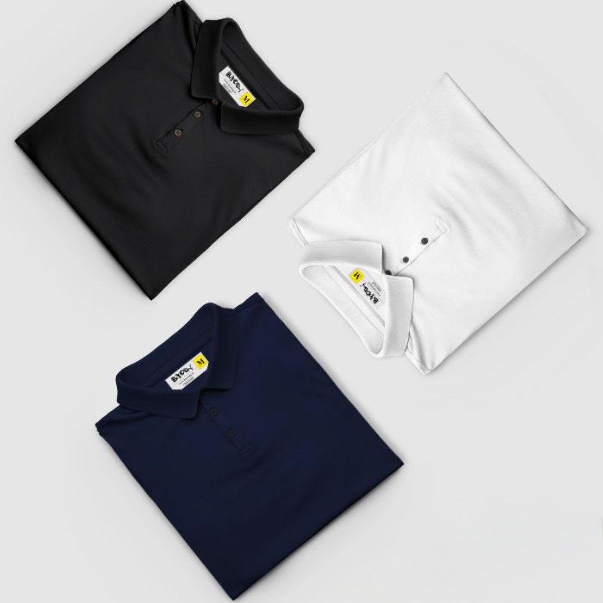 Men’s Casual Solid Polo T-Shirt Combo